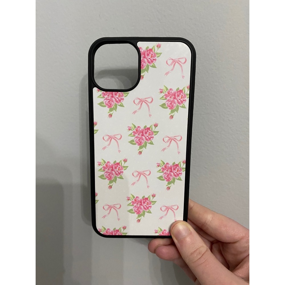 iPhone 13 Case Unisex OS White Pink Floral Rose Bow Coquette Aesthetic Bumper